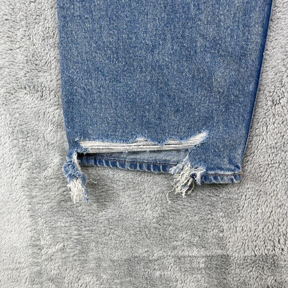 American Eagle Outfitters Baggy Jeans Womens 6 Long Strigid Ripped Blue Straight - Picture 10 of 16